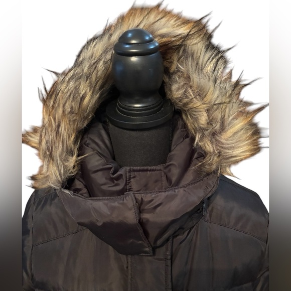 SAM EDELMAN FAUX FUR TRIM HOODED DOWN FEATHER BLACK PUFFER WINTER SKI COAT SZ M - Picture 6 of 13